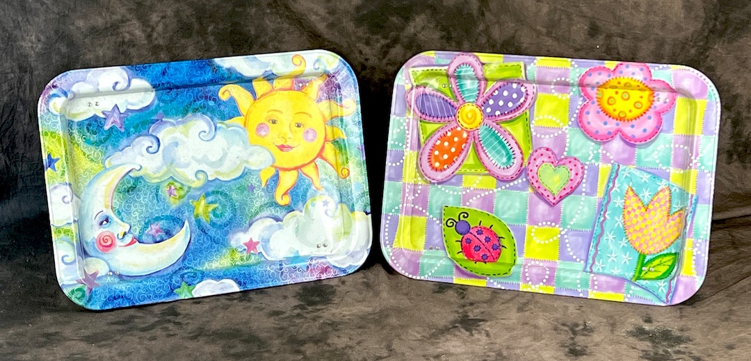 2 Vintage Lap Trays Children's TV Trays Metal Bed Trays Etsy