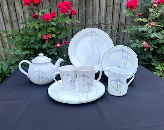 Corelle "Shadow Iris" Dinnerware: Plates, Teapot, Mugs, Creamer, Your Choice, 1990s
