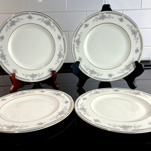 Royal Doulton Dishes, &quot;Rebecca&quot; Floral Salad or Dessert Plates, 8&quot;, Set of 4, 1989, Exceptional Condition, Bone China, Made in England