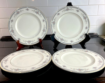 Royal Doulton Dishes, &quot;Rebecca&quot; Floral Salad or Dessert Plates, 8&quot;, Set of 4, 1989, Exceptional Condition, Bone China, Made in England
