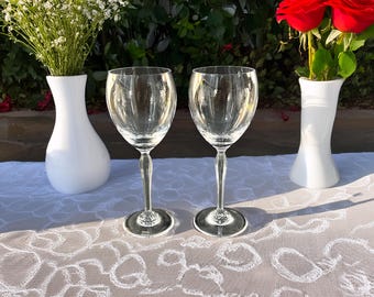 2 Waterford Wine Glasses: "Allegra Plain," Circa 2000, Discontinued