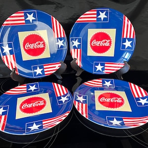 Rare Coca-Cola Millennium Plates: Patriotic Stars & Stripes, Set of 4