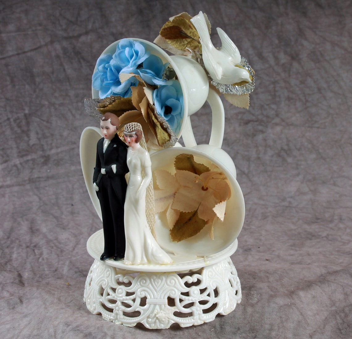 Vintage 1930s Wedding Cake Topper Bride and Groom Art Deco image 1