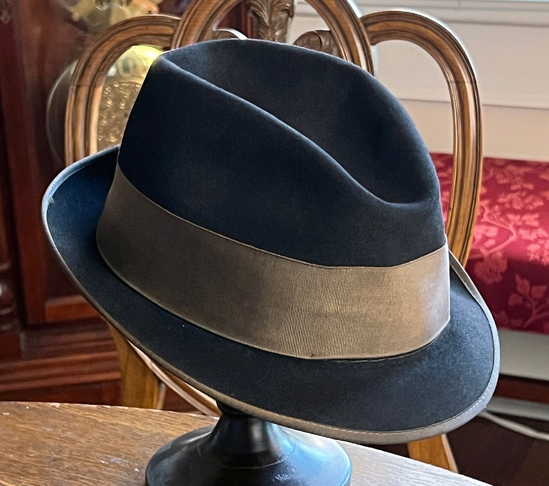 Royal Stetson Men's Vintage Fedora Hat, Black With Brown Grosgrain Band