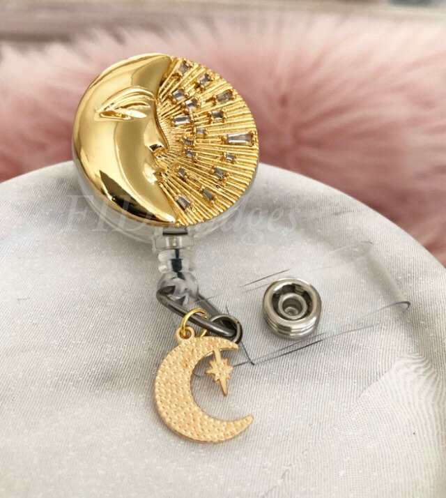 Moon & Sun Retractable Id Badge Reel Holder
