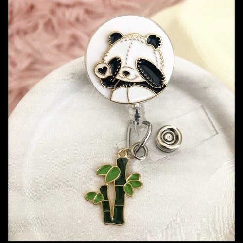 Peekapanda & Bamboo Retractable Id Badge Reel Holder Etsy