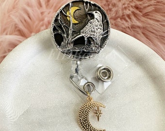 Midnight Raven Retractable Id Badge Reel Holder