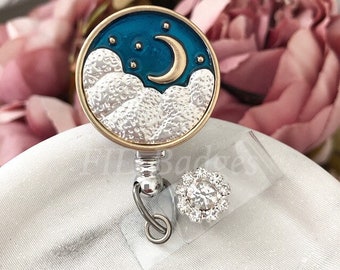 Moon & Stars Retractable Id Badge Reel Holder