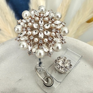 Rhinestone Pearl ID Badge Holder Reel – Bling Accent Clip