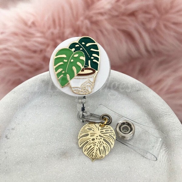 Mama Monstera Plant Lovers Retractable Id Badge Reel Holder