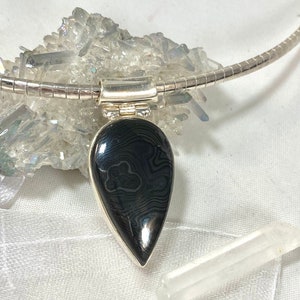 Beautiful Psilomelane / Black Merlinite  Pendant .925 Sterling, w/Star Seed Crystal Quartz Point, Healing Jewelry