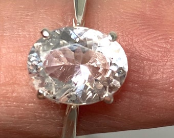 Synergy 12, Beautiful Danburite Sterling Silver Ring sz 6, sz 8, with Lemurian quartz crystal, healing jewelry