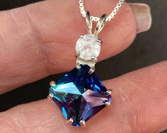 AQUA AURA Mini Magician Stone w/ Phenacite Fine .925 Sterling Pendant High Vibration