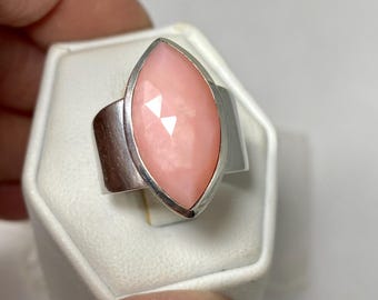 Rose Cut Pink Opal Ring: Sterling Silver  Jewelry, Sz 7.25
