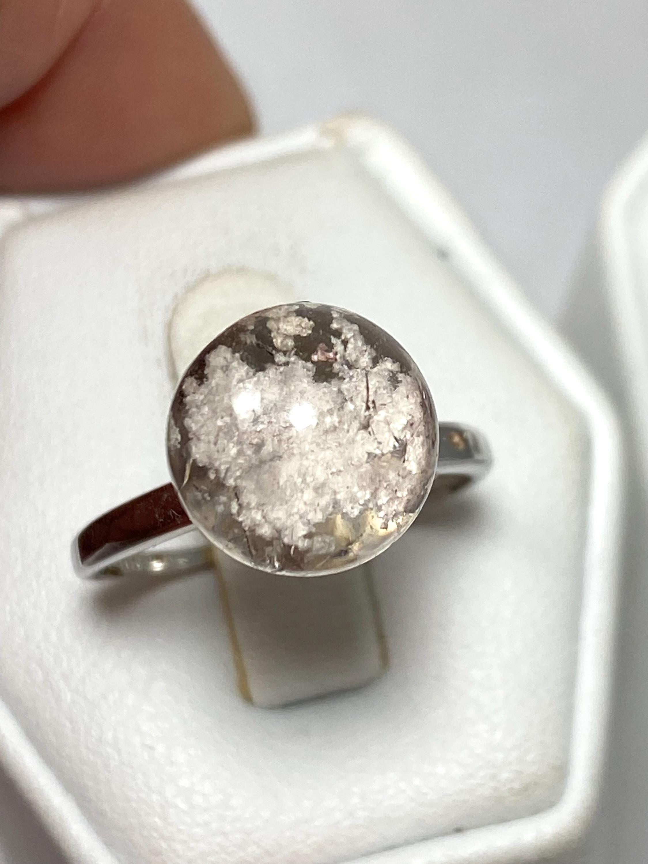 ULTRA RARE Shaman Dream White Garden Quartz, Sterling Silver Ring  Adjustable w/Lemurian quartz crystal,