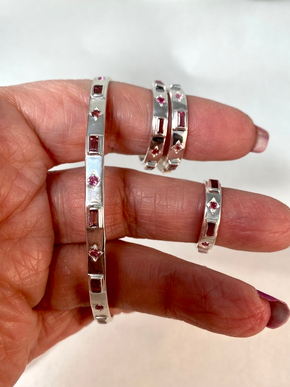 Super Pretty!!  Faceted Pink Tourmaline Bracelet Earrings Rings, .925 sterling  with Angelic Reiki