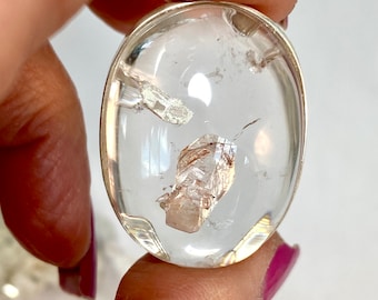 Extraordinary Manifestation Quartz Crystal Ring Adjustable Sterling   .925 Golden Healer INNER CHILD QUARTZ Ultra Clear
