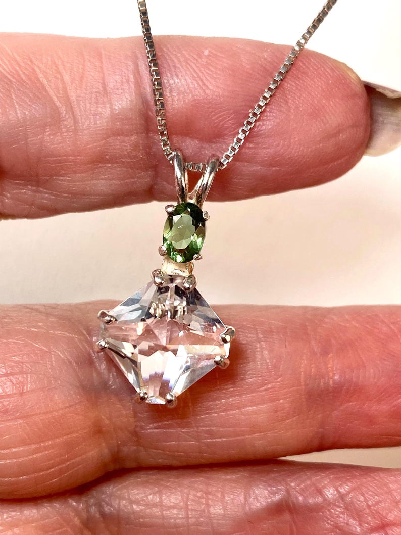 Mini Magic Rhinestone Clear Quartz Mini Magician Stone W/ Oval Cut Moldavite Ultra Fine .925 ...
