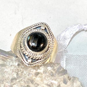 BLACK FRIDAY  Nuummite Blue Flash! Solitaire Greenland  925 Sterling Ring s.7, Lemurian seed crystal, Healing Gift Set