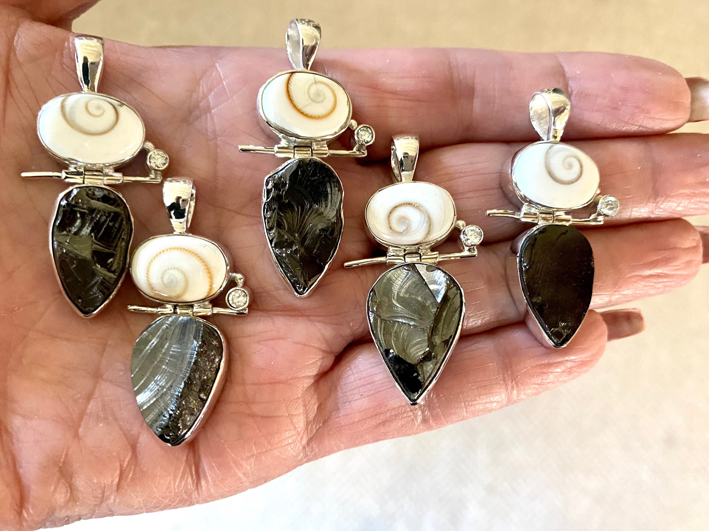 BLACK FRIDAY Elite Shungite, Shiva eye & white zircon, Sterling Pendant-w/Lemurian Seed crystal, Reiki Infused