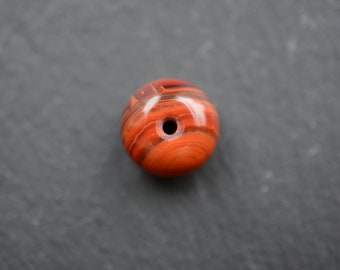 A Hand Carved Chinese Fighting Blood Agate/Warring States  Agate Bead from Beipiao Liaoning-Disc #ZGH-029