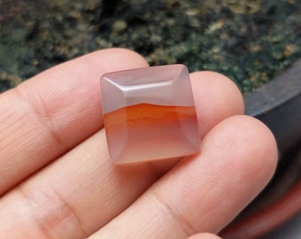 A  Natural Pink Orange Aqeeq Hakik Agate Cabochon of Cat's Eye Effect-Mountain Pattern    #PAC-005
