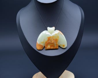 Wearing the Hongshan Culture Series：Hand Carved Chinese Neolithic Hongshan Culture Style Siberian Nephrite Pendant - Eagle/Hawk -JB-037