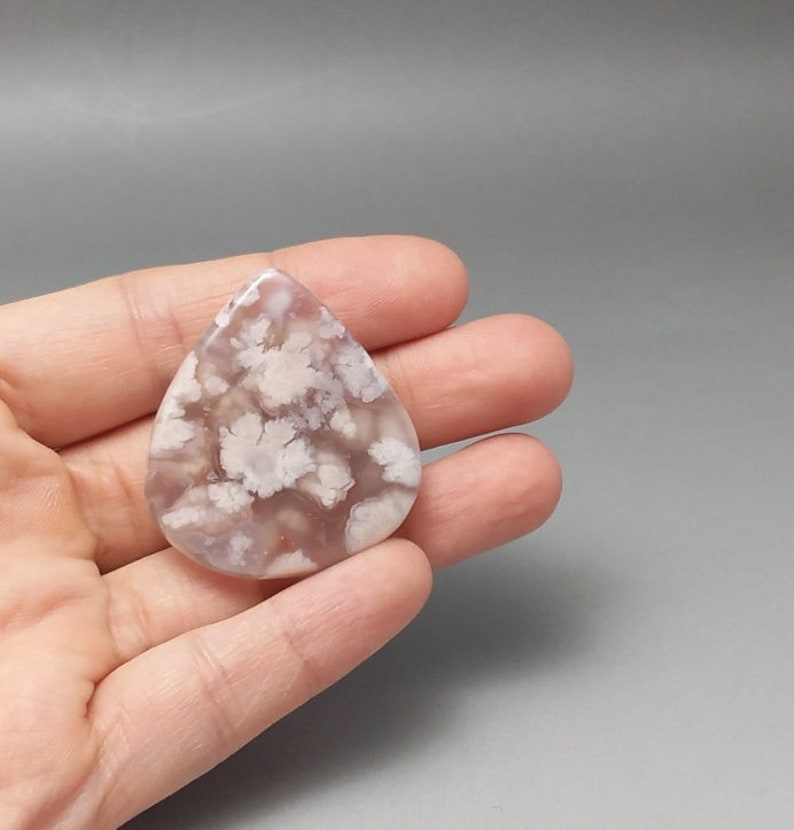 A Natural Plume Floral Agate Cabochon Pendant-PA-029