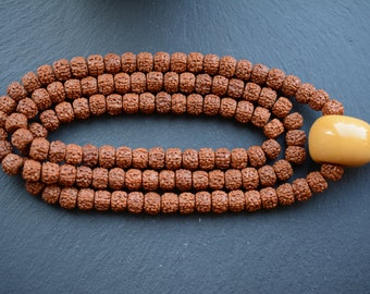 A Vintage Tibetan Style Rudraksha  Mala  108pc/Payer Necklace  #YX-102