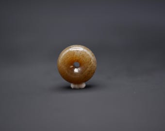 A Hand Carved Chinese  Dark Caramel Nephrite Bead/Pendant-"Bangle Disc"    JSK-064
