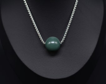 A Hand Carved Mongolian Green  Jasper Pendant/Bead - Turquoise color  #GBB-023