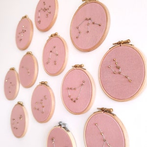 Zodiac Constellations Wall Embroidery - Aries Taurus Gemini Cancer Leo Virgo Libra Scorpio Sagittarius Capricorn Aquarius Pisces