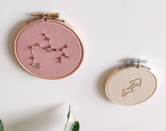 Astrological Sign and Constellation Duo Wall Embroidery