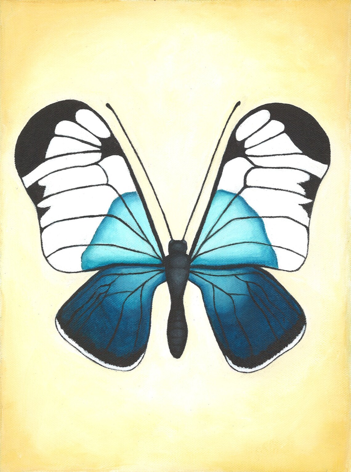 Print of Butterfly Painting Blue and Yellow Butterfly art Etsy