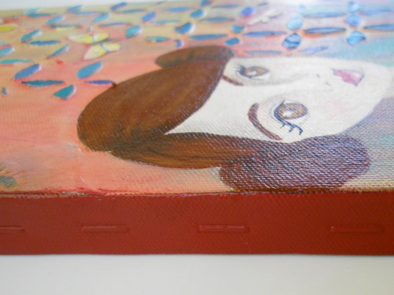 Original Mixed Media Painting Girl with butterflies travel Etsy