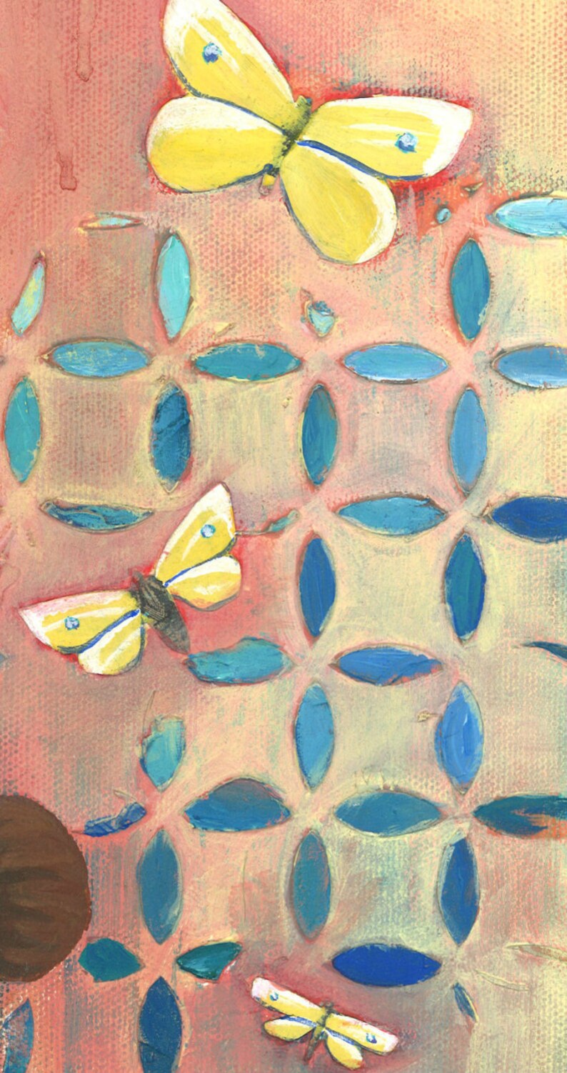 Original Mixed Media Painting Girl with butterflies travel Etsy