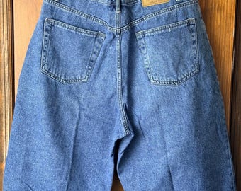 Vintage 90s Bugle Boy Denim Gold Crest Shorts Big & Baggy Blue Jean Shorts Streetwear Skater Jorts Size 36W