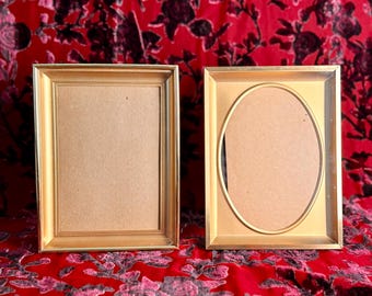 Vintage Gold Picture Frames – Choose Style:  Rectangle or Oval Frame 5x7 Hollywood Regency Decor