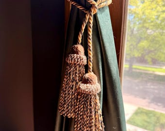 Vintage Vorhang Raffhalter | Single Doppel Quaste Drapierung Holdback | Traditionelle Fenster Dekoration Gold Taupe Braun