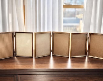 Vintage Brass Double Hinged Picture Frames 5x7 | Folding Photo Frames | Choose Your Style | Gold Ornate Display Frames | Cottagecore Decor