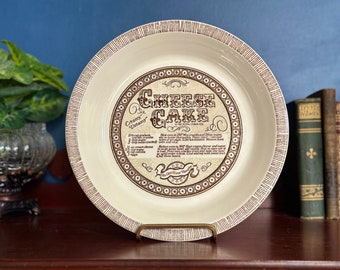 Vintage 1983 Royal China Co. Creamy Cheese Cake Recipe 10" Pie Baking Dish USA