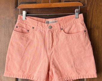 Vintage Y2K Faded Glory Peach Cotton Denim Shorts | Coral Pink High Rise Summer Shorts | Women’s Size 4
