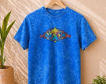 Vintage 90er Jahre Arizona Kolibri Tee Blau Mineral Wash Southwest Grafik