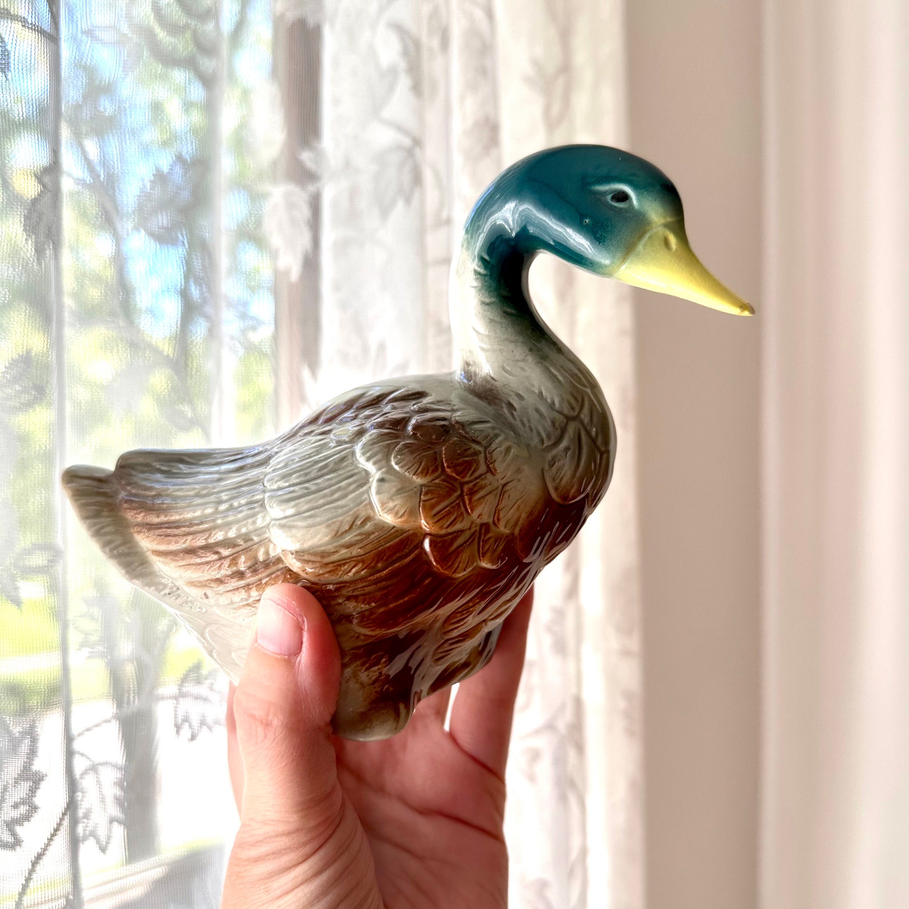 LOT of 4: Vintage Duck Fridge Magnets Wooden Kitchen Decor Decoy 3 Inch  Green