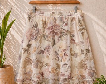 Vintage 90er Jahre Rock mit Blumenmuster in Crinkle-Qualität