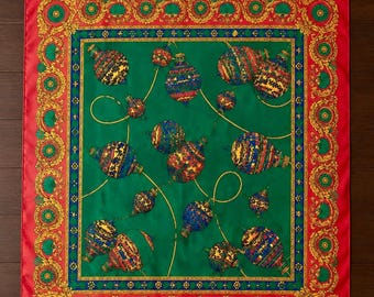 Vintage italienische Heißluftballon Print Schal | 34x34 Quadratischer Schal | Barock Statement Halstuch European Style