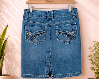 Jahrgang Y2K l.e.i. Ashley Ultra Low Rise Denim Minirock