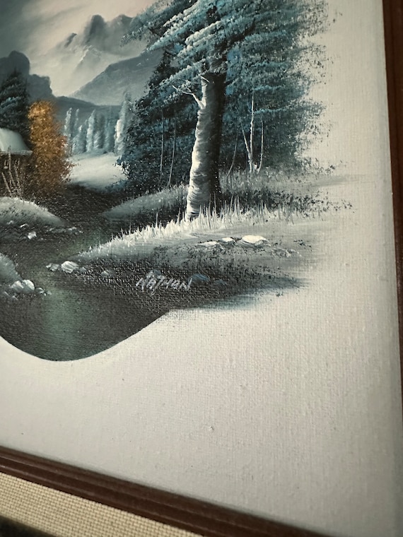 Vintage Winter Landscape Oil Painting | Signed Nathan | Wood