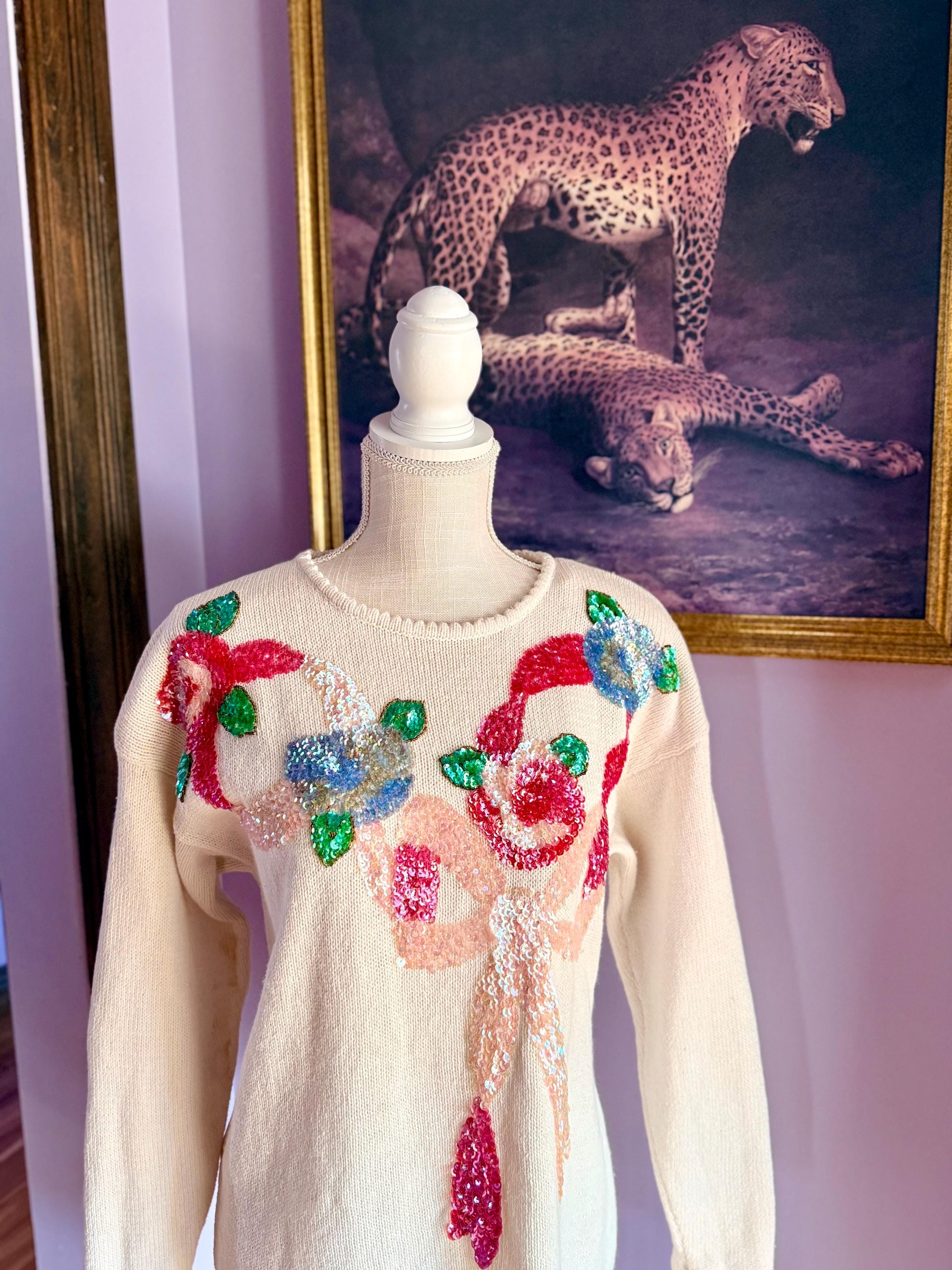 Floral Sequin Top - Etsy