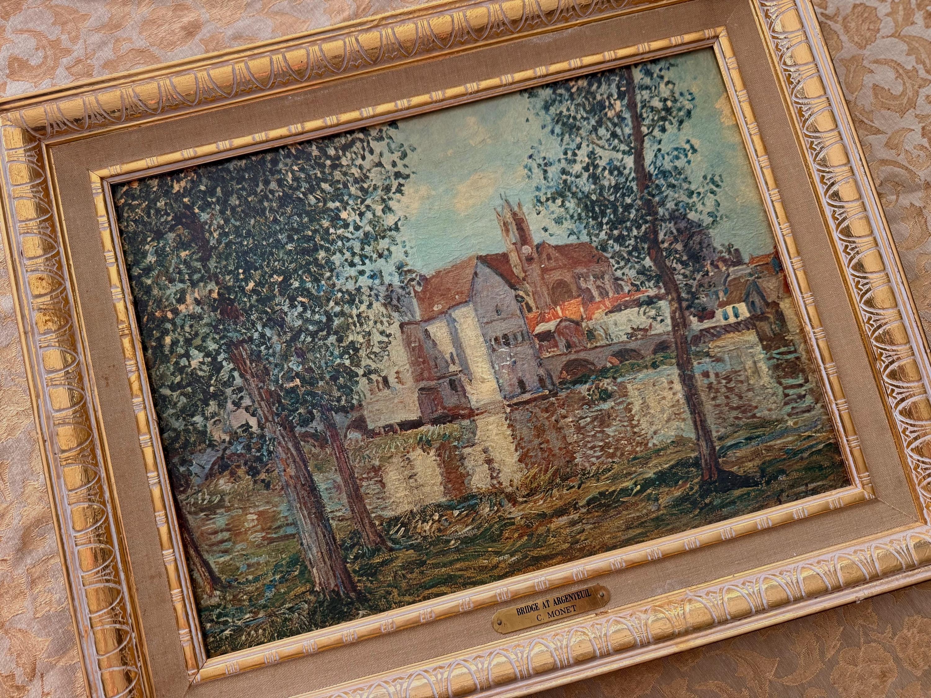 Vintage Framed Textured Print | “The Loing at Moret, September Morning” by Alfred Sisley | 21x16” Gold Ornate Frame